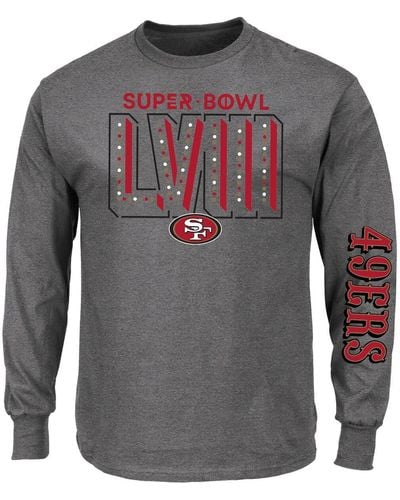 Fanatics San Francisco 49ers Super Bowl Lviii Big And Tall Long Sleeve T-shirt - Gray