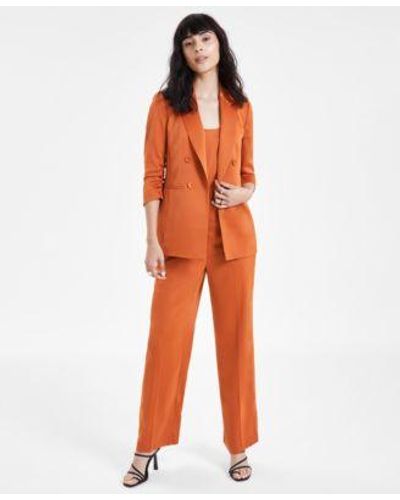 BarIII Scoop Neck Camisole Top Pull On Pants 3 4 Sleeve Blazer Created For Macys - Orange