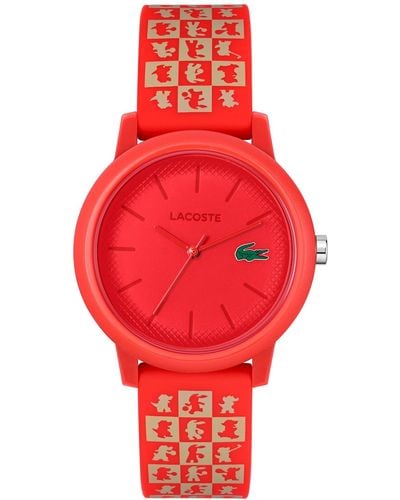 Lacoste 12.12 Chinese New Year Red Silicone Strap Watch 36mm