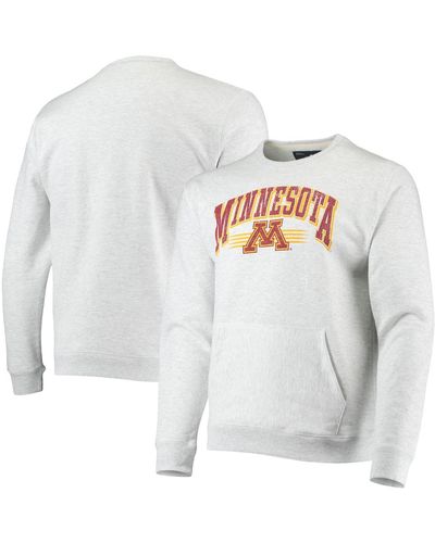 League Collegiate Wear Heather Gray Minnesota Golden Gophers Upperclassman Pocket Pullover Sweatshirt - White