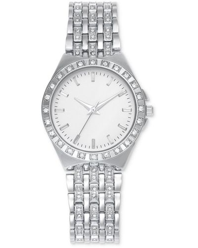INC International Concepts Crystal -tone Bracelet Watch 33mm - Gray