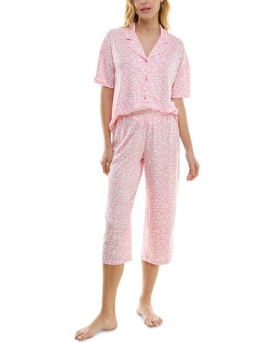 Derek Heart 2-pc. Cropped Printed Pajamas Set - Pink