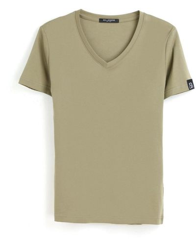 Bellemere New York Bellemere Grand V-neck Cotton T-shirt 160g - Green