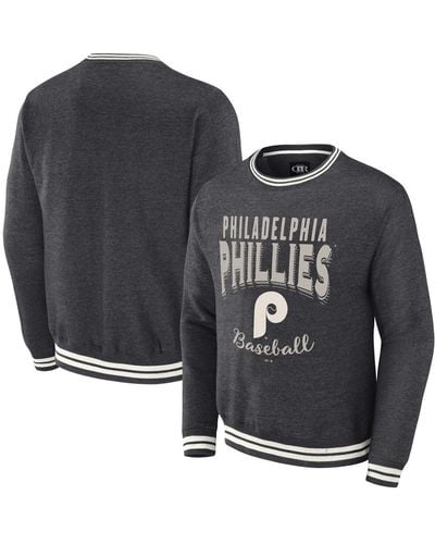 Fanatics Darius Rucker Collection By Distressed Philadelphia Phillies Vintage-like Pullover Sweatshirt - Black