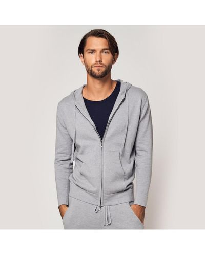 Bellemere New York Bellemere Cotton Cashmere Full Zip Hoodie - Gray