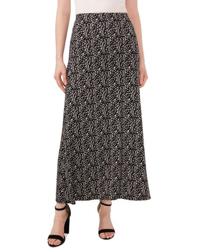 Vince Camuto Floral Pull-on Maxi Skirt - Black