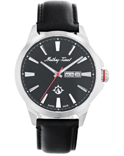 Mathey-Tissot Field Scout Collection Classic Genuine Leather Strap Watch - Gray