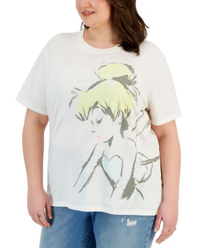 Disney Trendy Plus Size Tinker Bell Graphic T-shirt - White