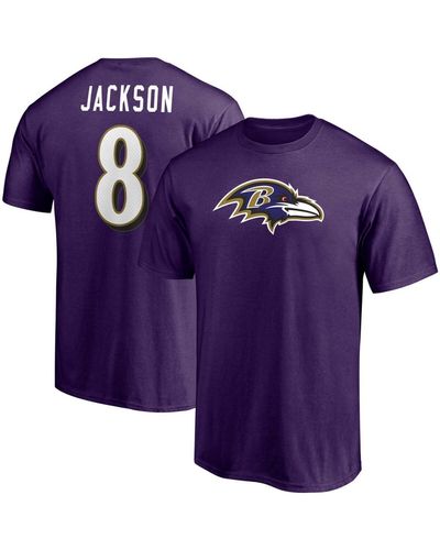 Fanatics Lamar Jackson Baltimore Ravens Player Icon Name And Number T-shirt - Purple