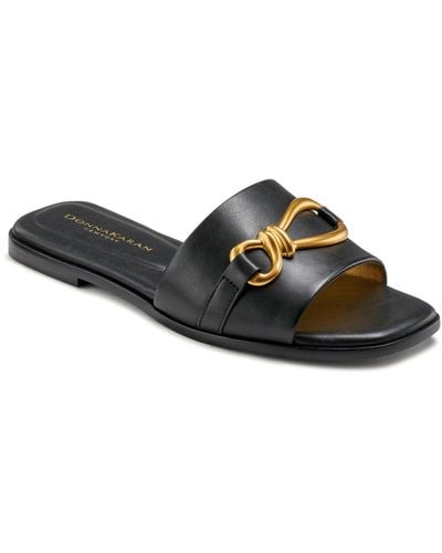 Donna Karan Haylen Hardware Slide Sandals - Black