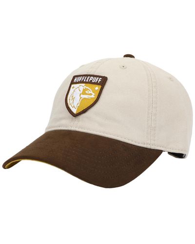 Harry Potter Hufflepuff Crest White Dad Hat - Natural