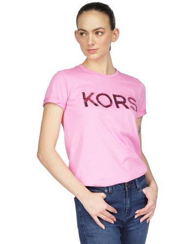 Michael Kors Michael Cotton Sequin Logo T-shirt - Pink