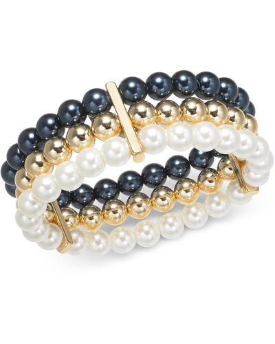 Charter Club Multi-imitation Pearl Triple-row Stretch Bracelet - White