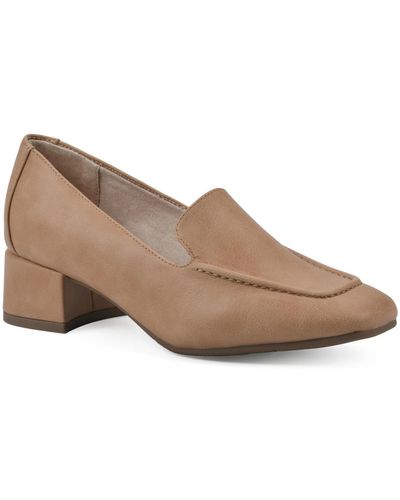 White Mountain Quinta Dress Heeled Loafers - Brown