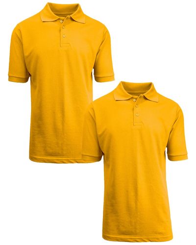 Galaxy By Harvic Short Sleeve Pique Polo Shirt - Yellow