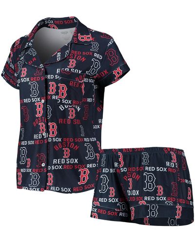Concepts Sport Boston Red Sox Flagship Allover Print Top And Shorts Sleep Set - Blue