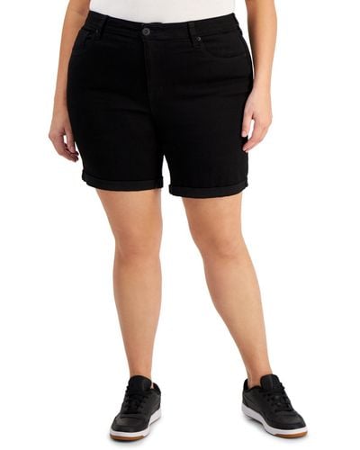 Celebrity Pink Trendy Plus Size Denim Bermuda Shorts - Black