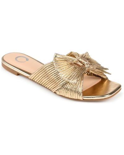 Journee Collection Serlina Bow Flat Sandals - Metallic