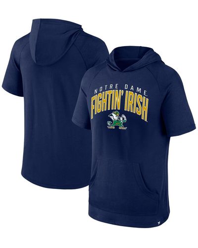 Fanatics Branded Navy Notre Dame Fighting Irish Double Arch Raglan Short Sleeve Hoodie T-shirt - Blue