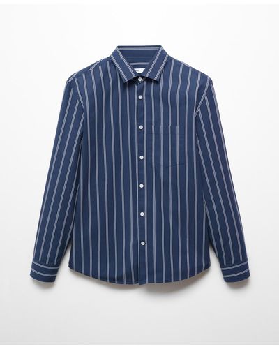 Mango Classic-fit Printed Cotton Shirt - Blue