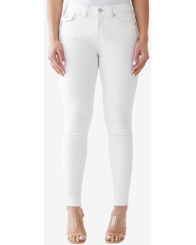 True Religion Jennie Mid Rise Flap Skinny Jeans - White