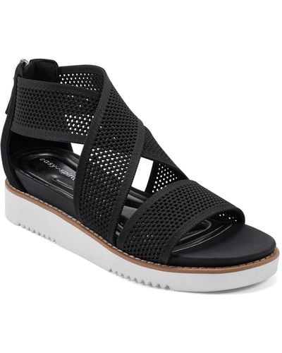 Easy Spirit Wander Round Toe Strappy Casual Sandals - Black