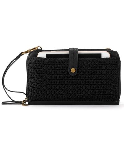 The Sak Iris Crochet Leather Smartphone Convertible Crossbody Wallet - Black