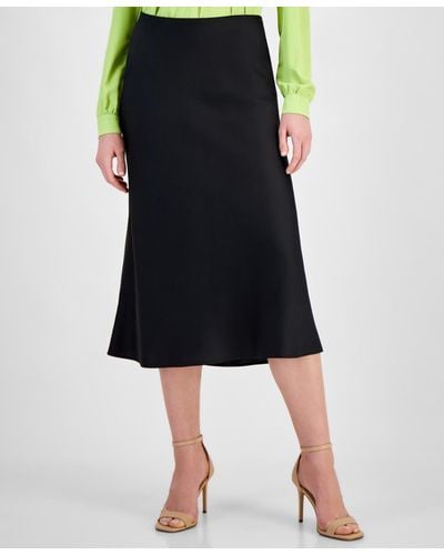 Anne Klein Bias-cut Flared Pull-on Skirt - Black