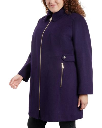 Michael Kors Plus Size Club-collar Zip-front Coat - Purple