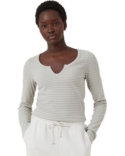 Cotton On Willa Waffle Long Sleeve Top - Gray