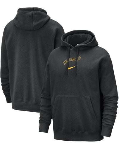 Nike Golden State Warriors 2023/24 City Edition Essential Club Pullover Hoodie - Black