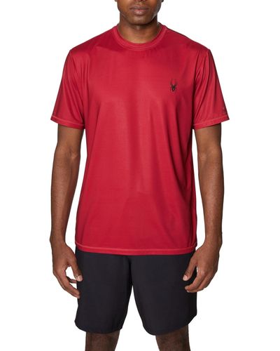 Spyder Short-sleeve Raglan Sleeve Swim Shirt - Red