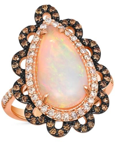 Le Vian ® Neopolitan Opal (5-1/5 Ct. T.w.) & Diamond (3/4 Ct. T.w.) Pear Halo Ring In 14k Rose Gold - Multicolor