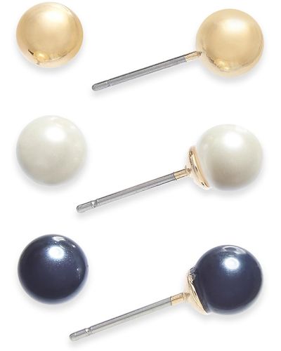 Charter Club Gold-tone 3-pc. Set -imitation Pearl Stud Earrings - Multicolor