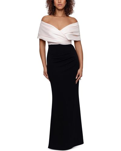 Betsy & Adam Petite Off-the-shoulder Sweetheart-neckline Gown - Black