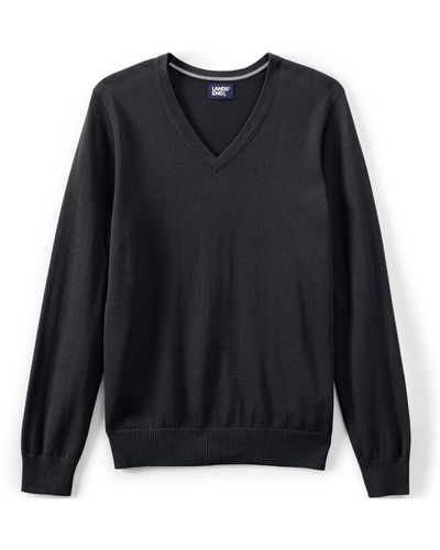 Lands' End School Uniform Cotton Modal Vneck Pullover Sweater - Blue