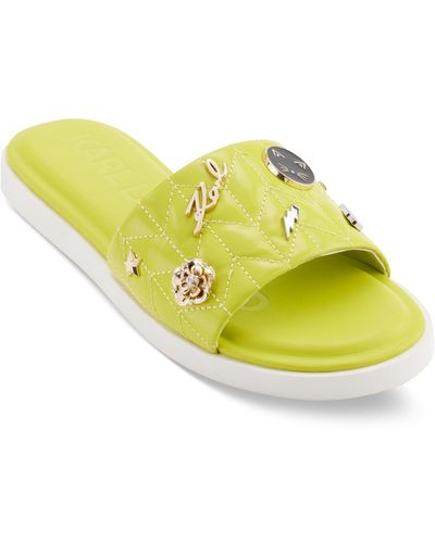 Karl Lagerfeld Carenza Pins Flat Slide Sandals - Yellow