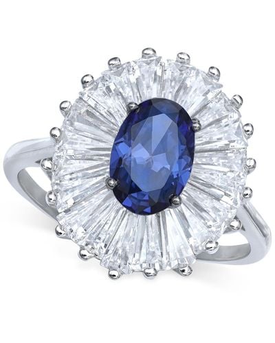 Giani Bernini Cubic Zirconia Tapered Flower Oval & Baguette Ring (5-3/8 Ct. T.w. - Blue