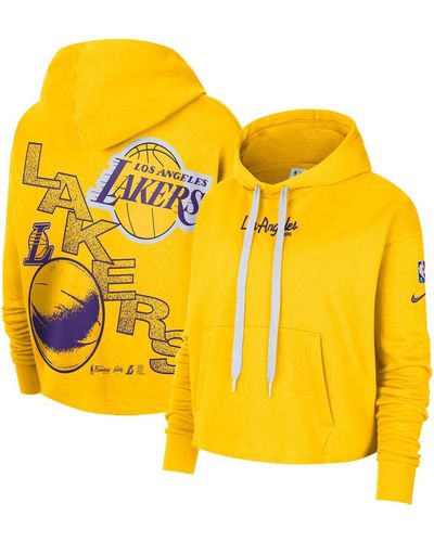 Nike Los Angeles Lakers Courtside Team Cropped Pullover Hoodie - Metallic