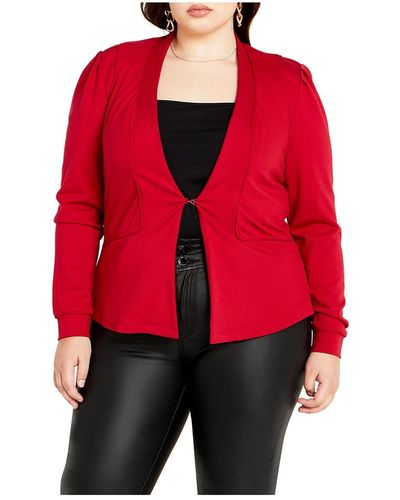 City Chic Plus Size Piping Praise Jacket - Red