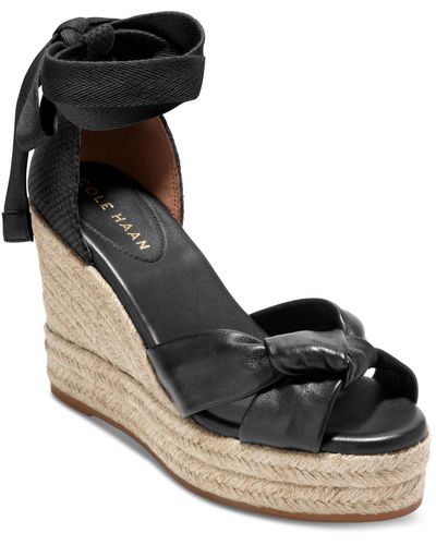 Cole Haan Cloudfeel Hampton Espadrille Wedge Sandals - Black