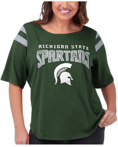 G-III 4Her by Carl Banks Michigan State Spartans Linebacker Half-sleeve T-shirt - Green