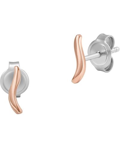 Skagen Essential Waves Rose Gold-tone Stainless Steel Stud Earrings - White