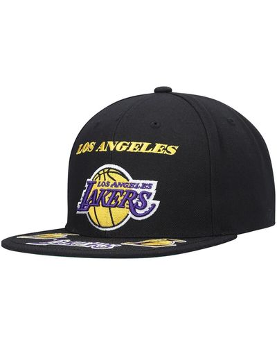 Mitchell & Ness Los Angeles Lakers Front Loaded Snapback Hat - Black