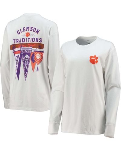 Pressbox Clemson Tigers Traditions Pennant Long Sleeve T-shirt - White