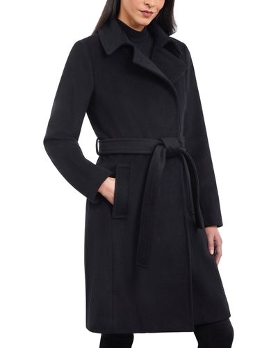 Michael Kors Belted Notched-collar Wrap Coat - Black