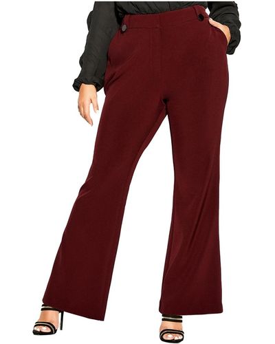 City Chic Tuxe Luxe Pant - Red