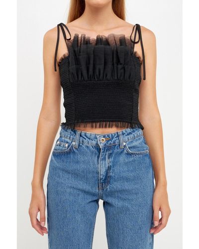 Endless Rose Tulle Cropped Top - Black