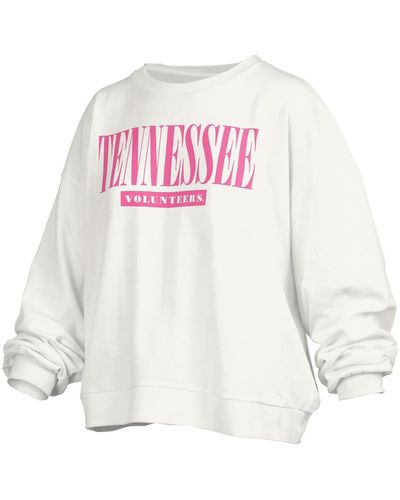 Pressbox Tennessee Volunteers Sutton Janise Waist Length Oversized Pullover Sweatshirt - White