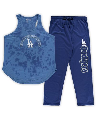Concepts Sport Los Angeles Dodgers Plus Size Jersey Tank Top And Pants Sleep Set - Blue